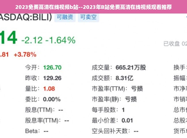 2023免费高清在线视频b站--2023年B站免费高清在线视频观看推荐