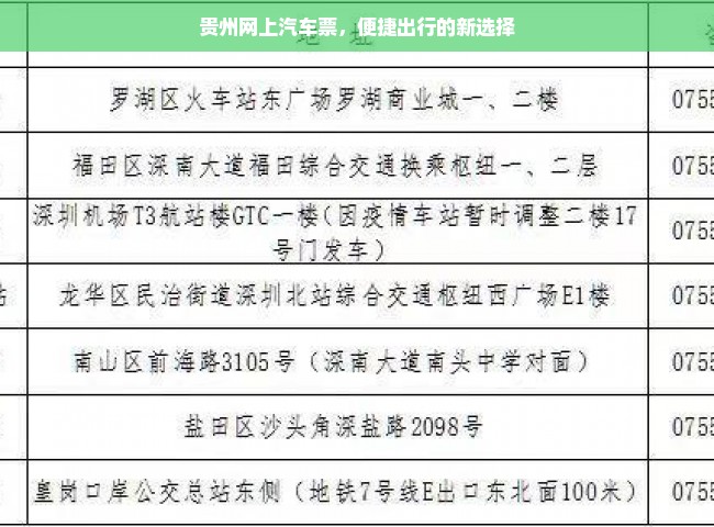 贵州网上汽车票，便捷出行的新选择